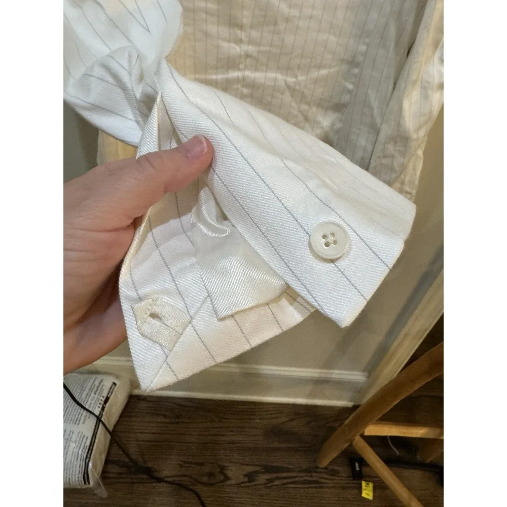 Banana Republic Relaxed Fit Pinstripe Linen Blazer Size 14 Tall 90's